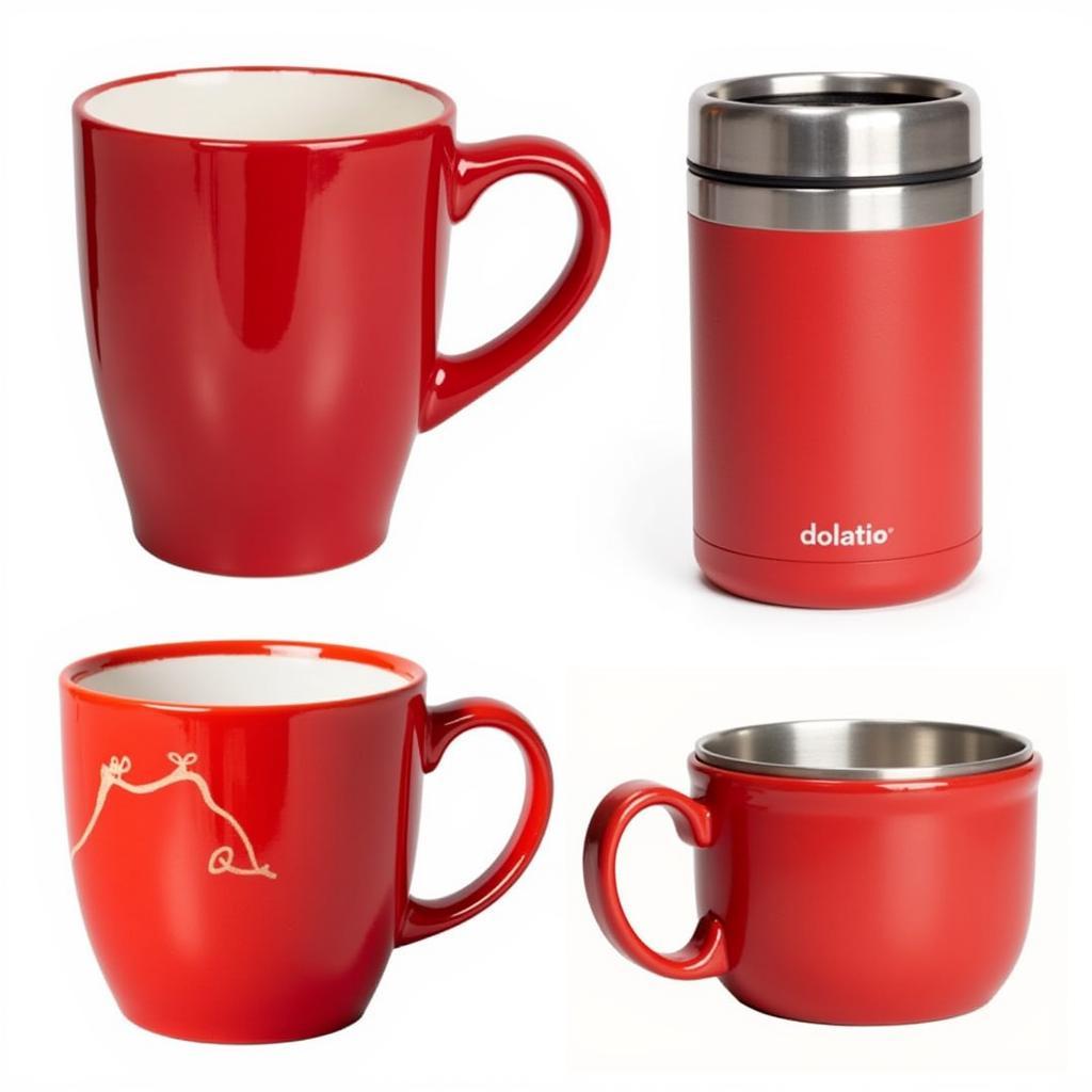 Various Styles of Red Coffee Mugs