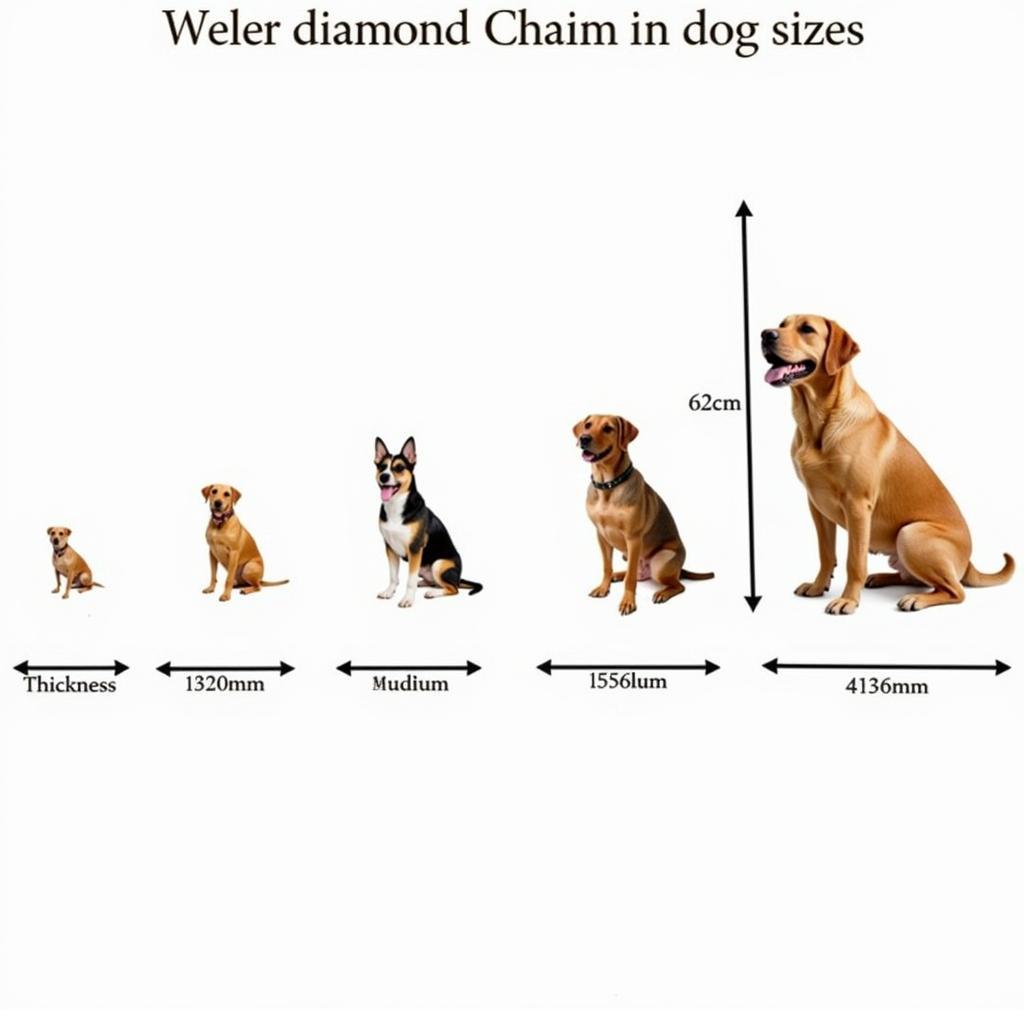 Various sizes of diamond dog chains for different breeds