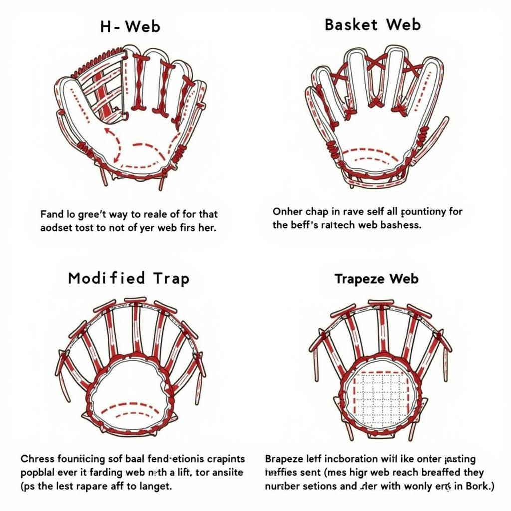 Different Softball Mitt Webbing Patterns