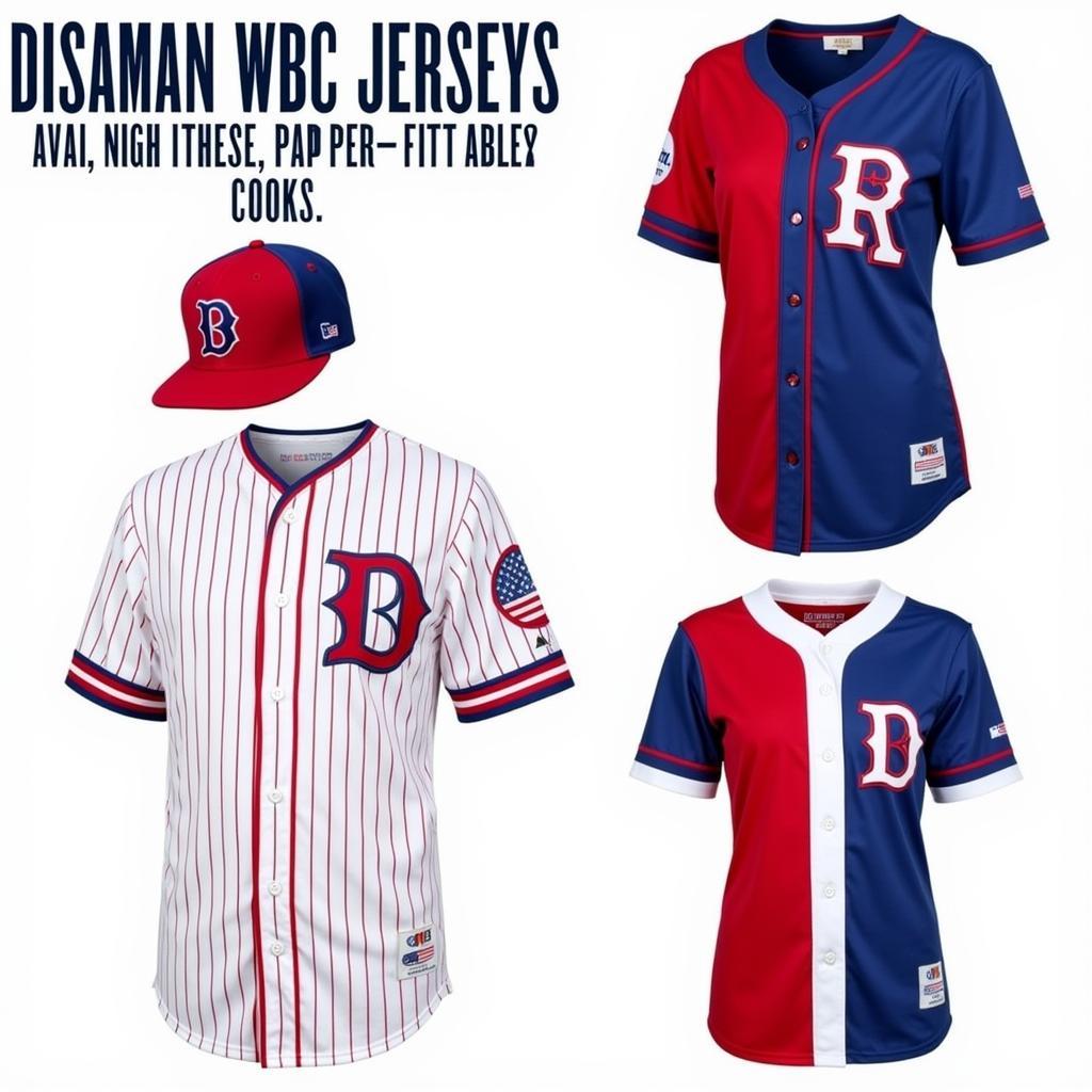 Different Styles of Dominican Republic WBC Jerseys available for purchase.