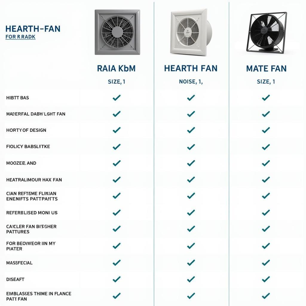 Various hearth fan models with different sizes and designs