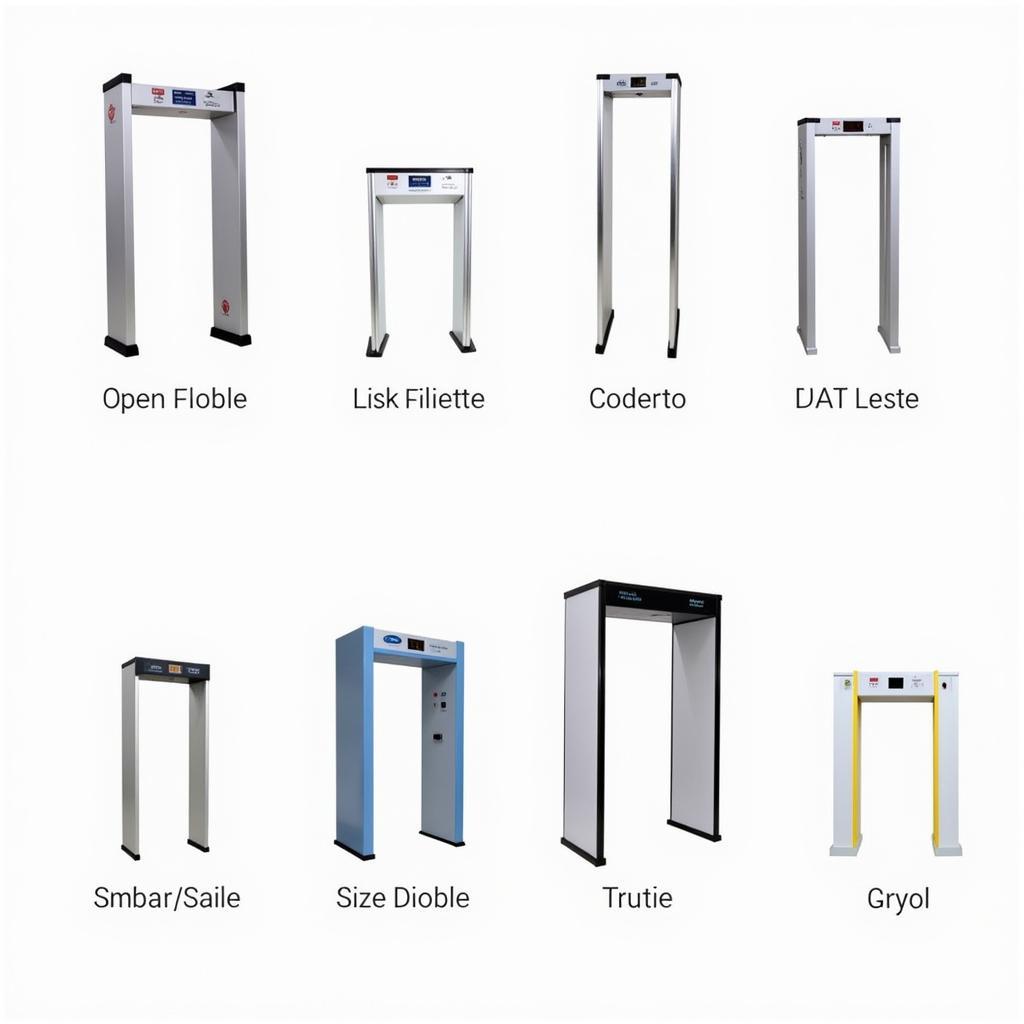 Various models of open gate metal detectors available in the market.