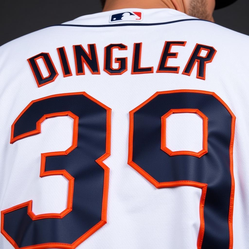 Close-up of the Dillon Dingler Detroit Tigers Jersey