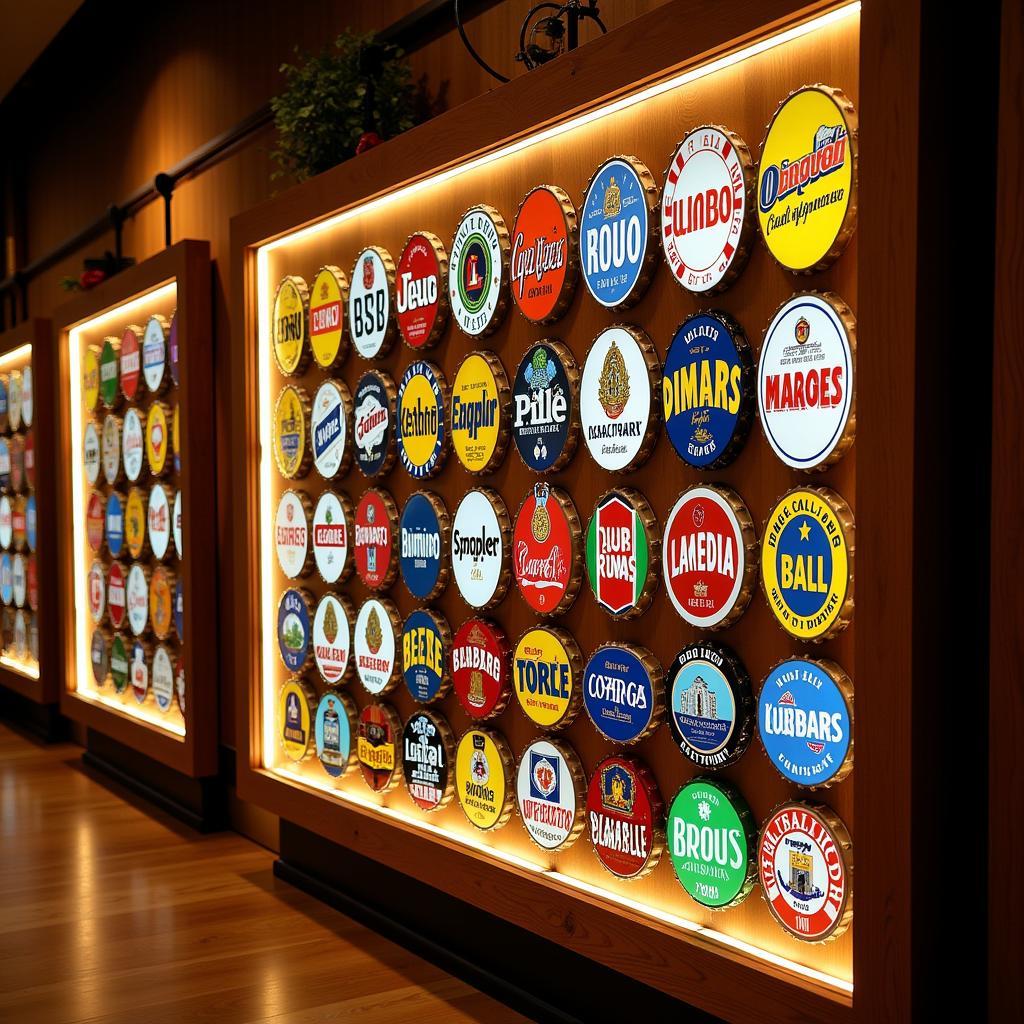 Creative Display of Bottle Cap Beer Signs