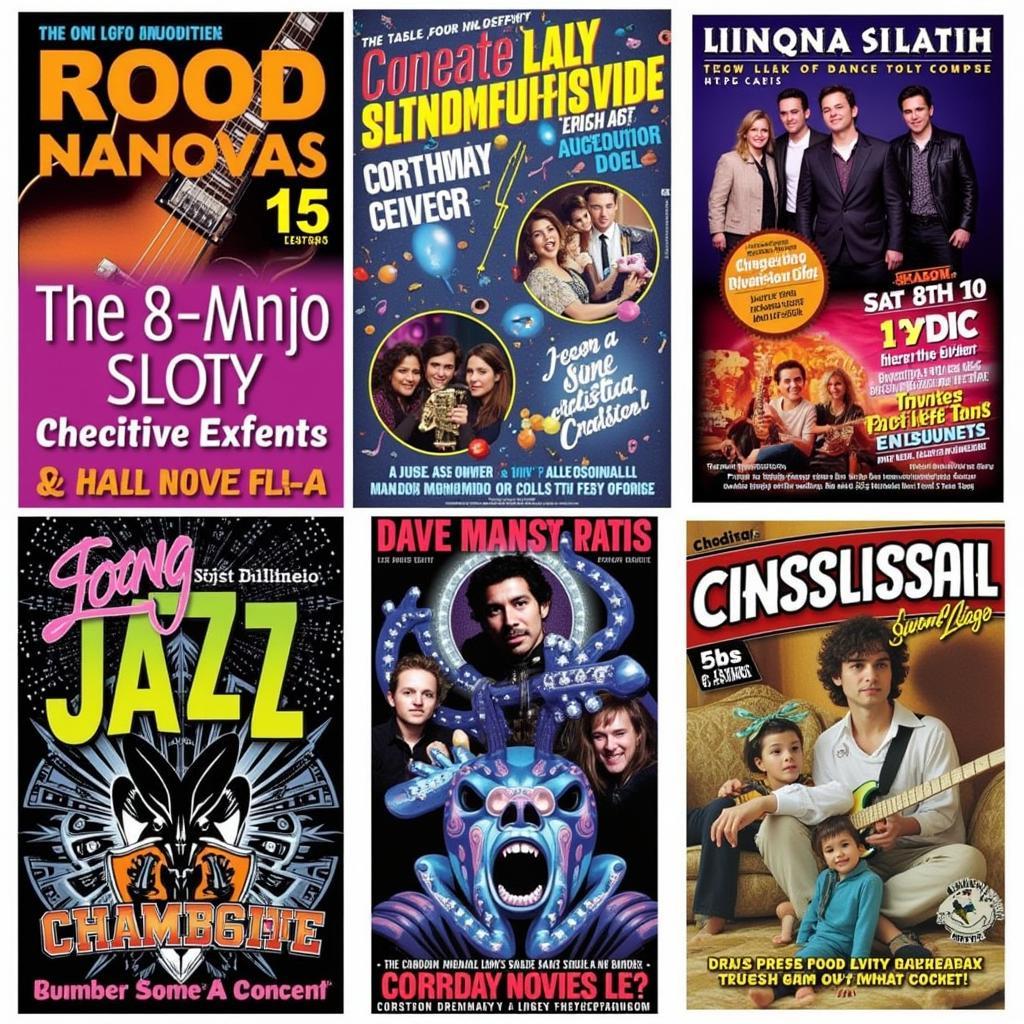 Posters for various music genres available for November 15 concerts