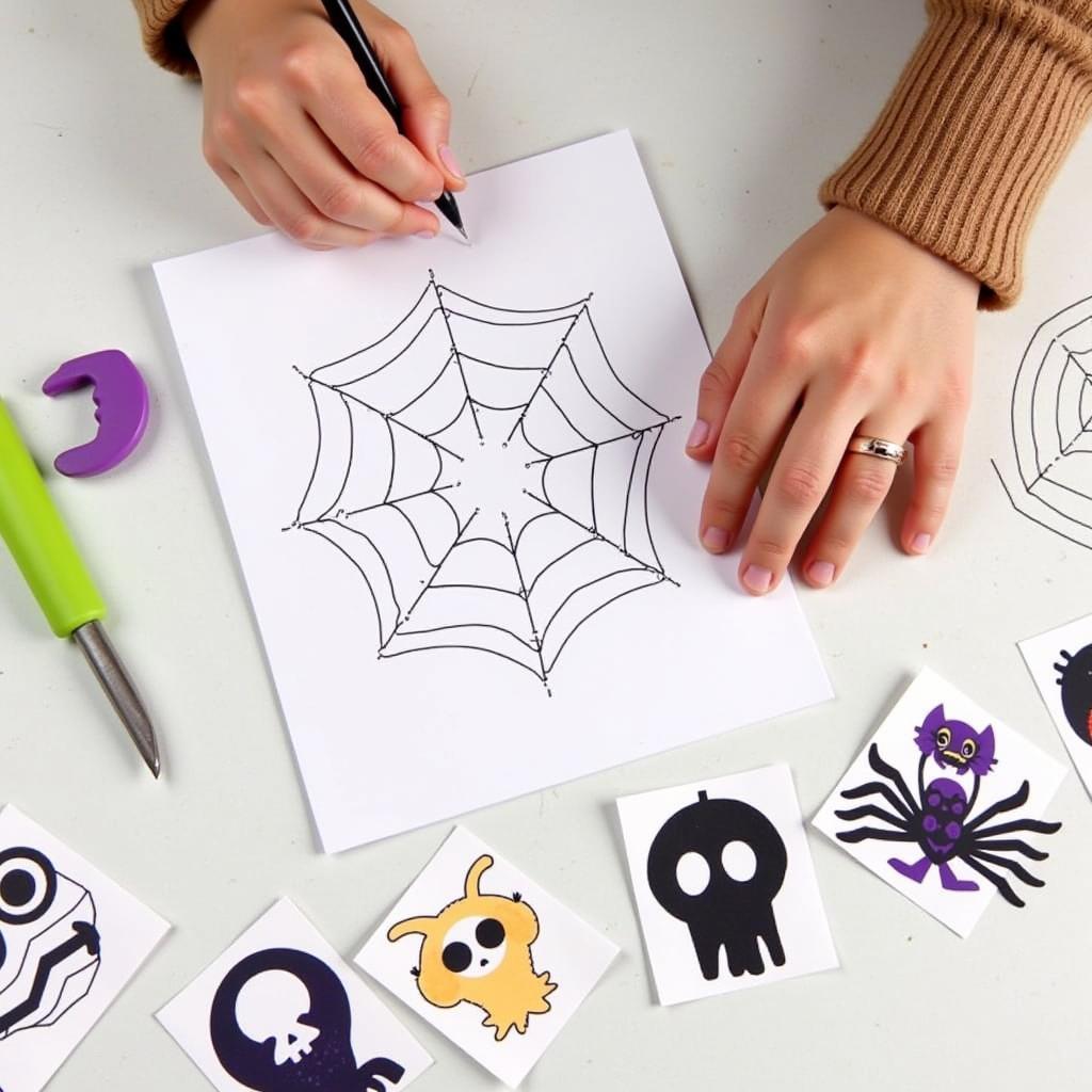 Creating DIY Halloween cookie stencils from cardstock