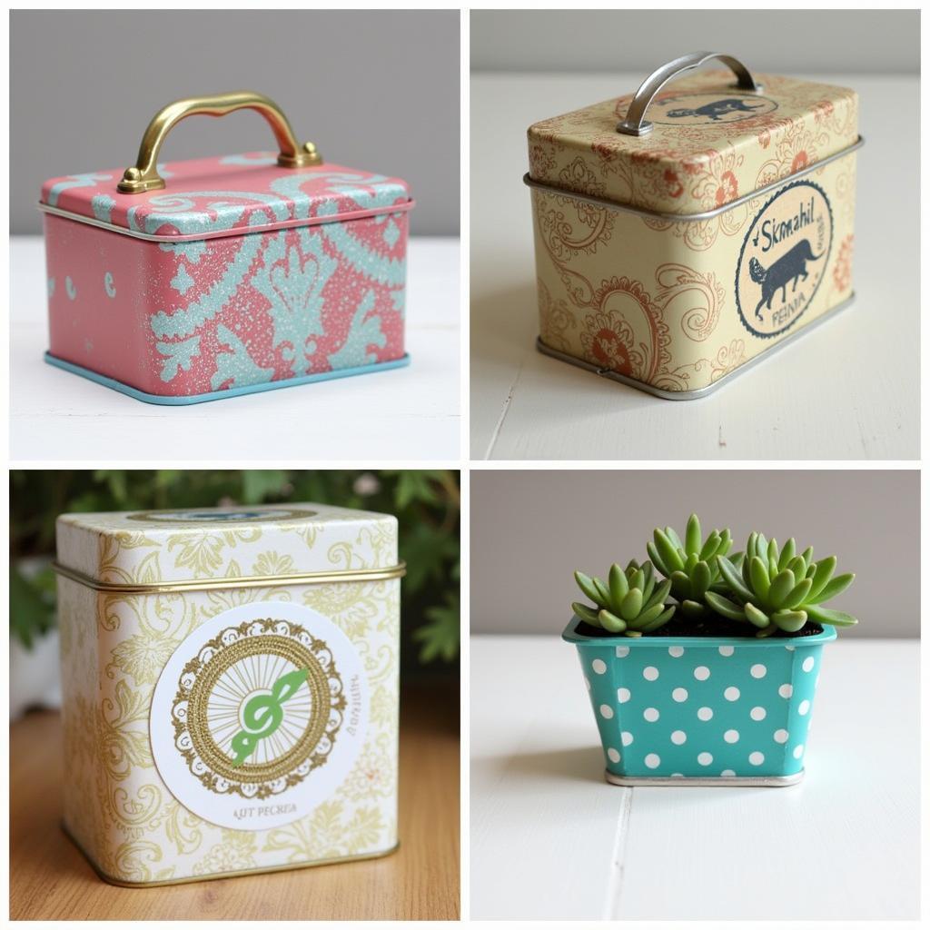 Examples of DIY projects using miniature tin boxes, showcasing their versatility for crafts