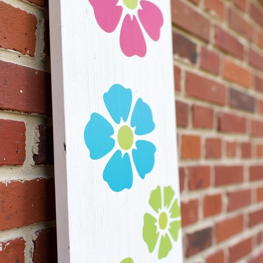 DIY Stenciled Flower Vertical Porch Sign