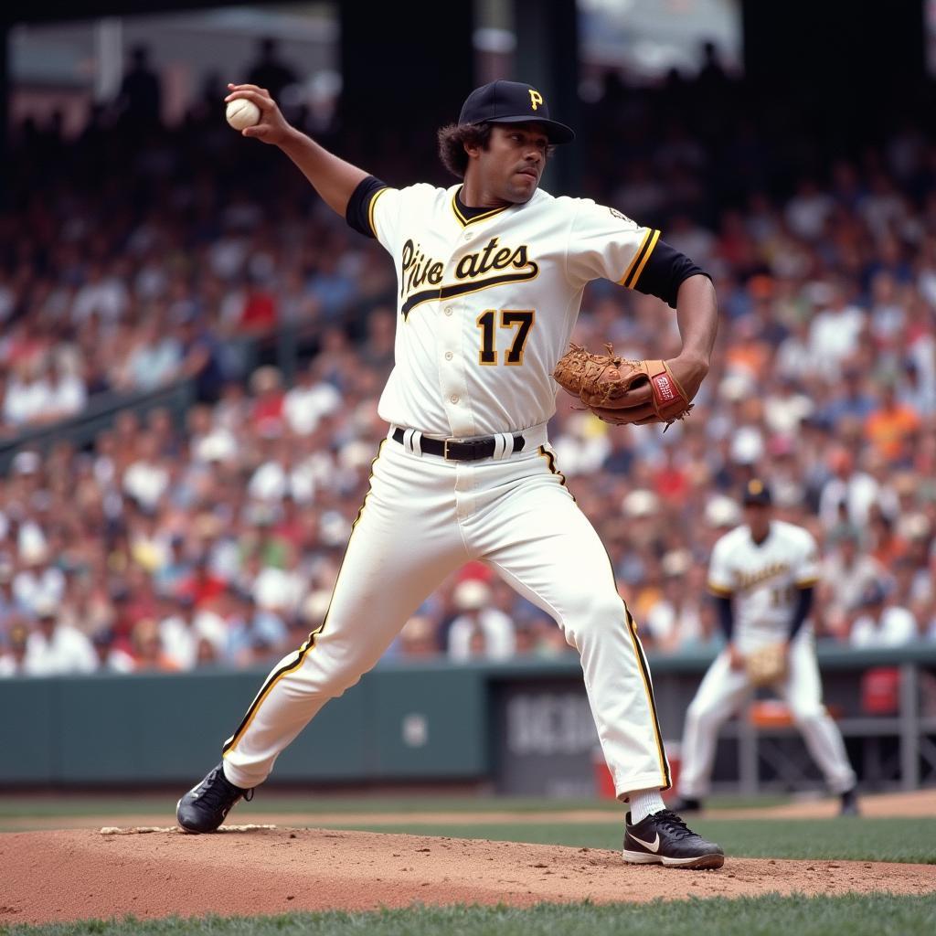 Dock Ellis Pitching in his Pirates Jersey