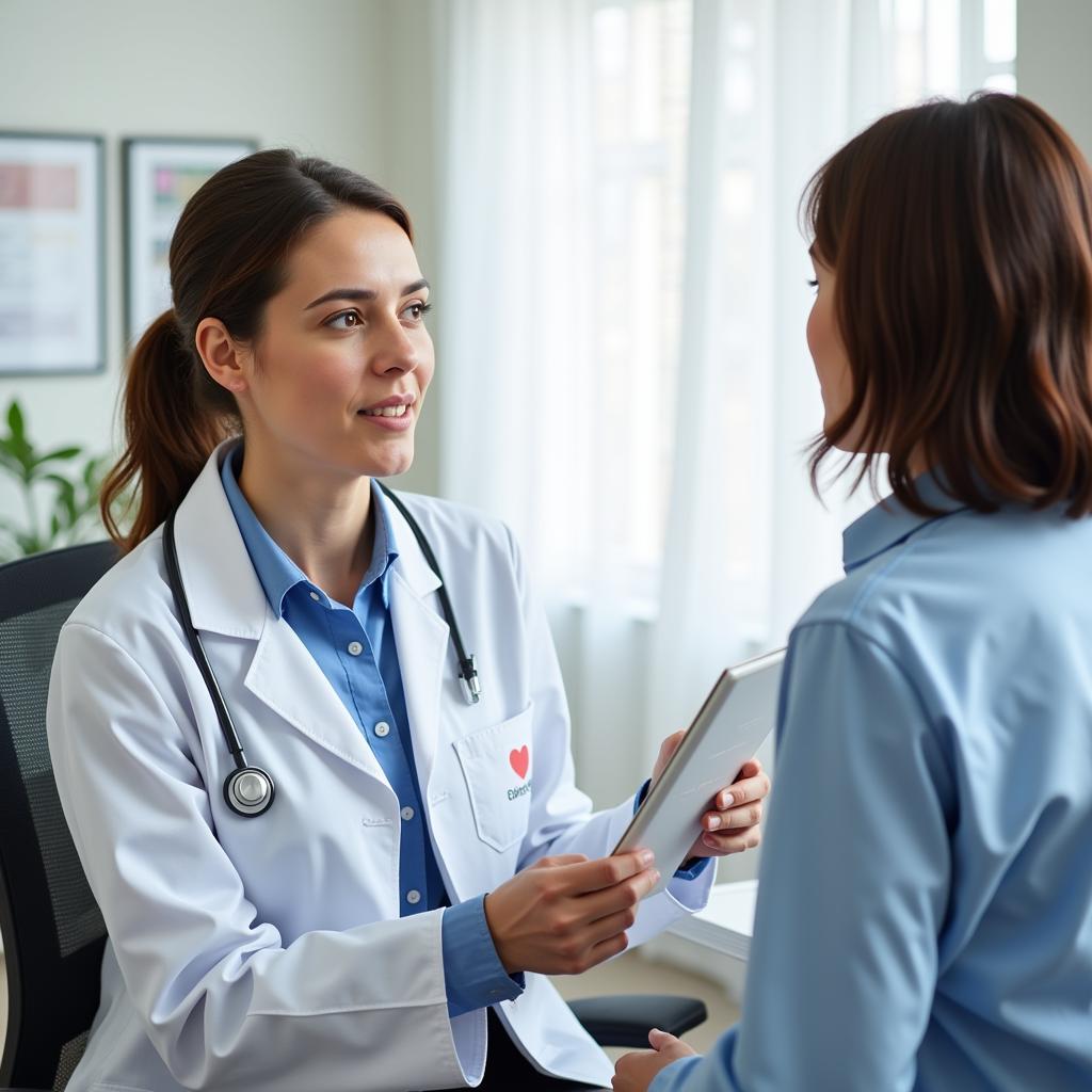 Doctor and patient discussing health during checkup