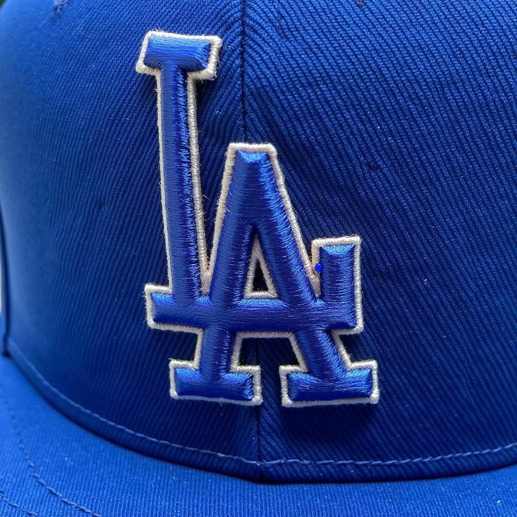 Dodgers hat featuring bold kanji characters against a blue background