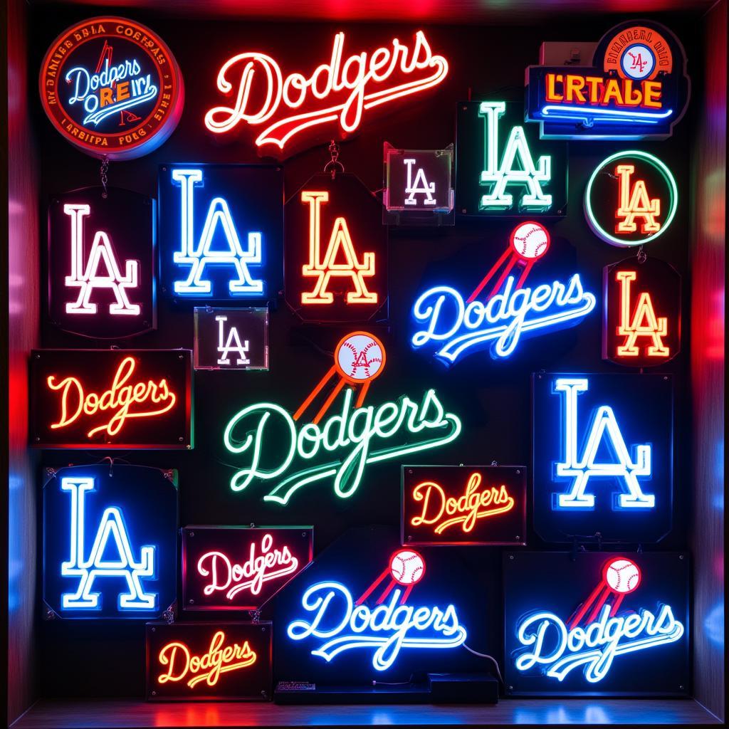 Dodgers Neon Signs in a Retail Display