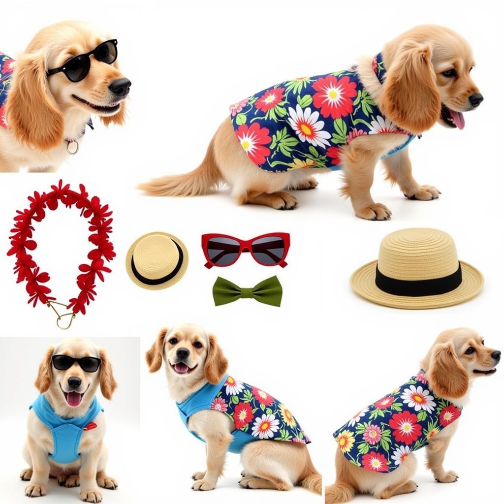 Accessorizing a Dog in a Hawaiian Dress