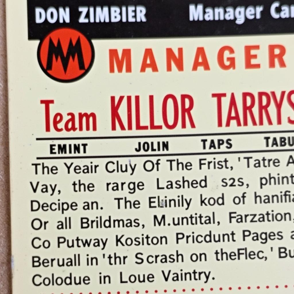 Close-up of a Don Zimmer Manager Card