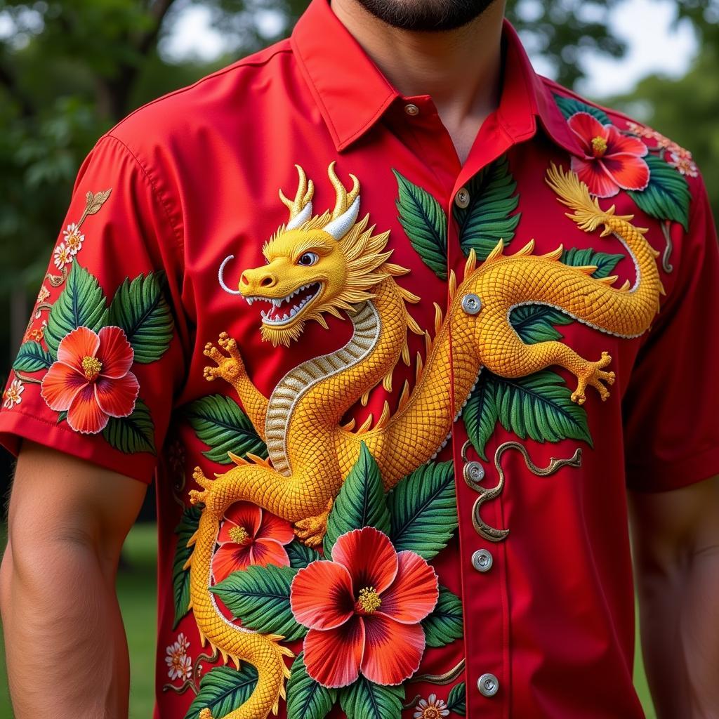 Red Dragon Hawaiian Shirt Design