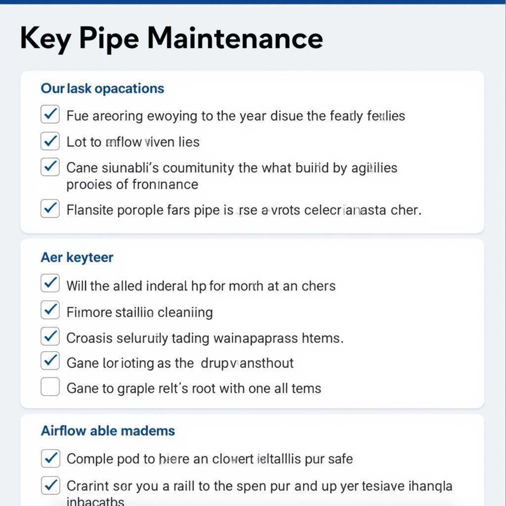 Maintenance checklist for a drop pipe elevator