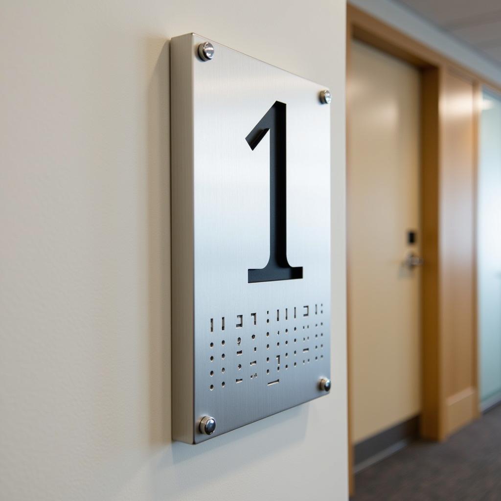 Durable Braille Room Number Sign in an Office Building