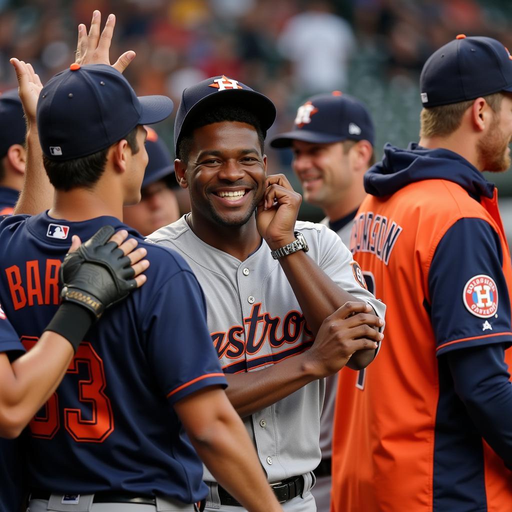 Dusty Baker Celebrates in Astros Jersey