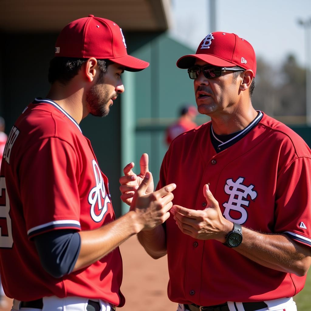 Dusty Baker Giving Advice to a Player