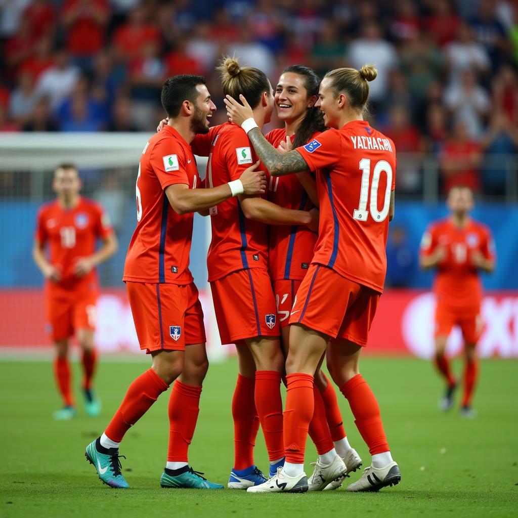 Dutch National Team Celebrating Victory After a Match