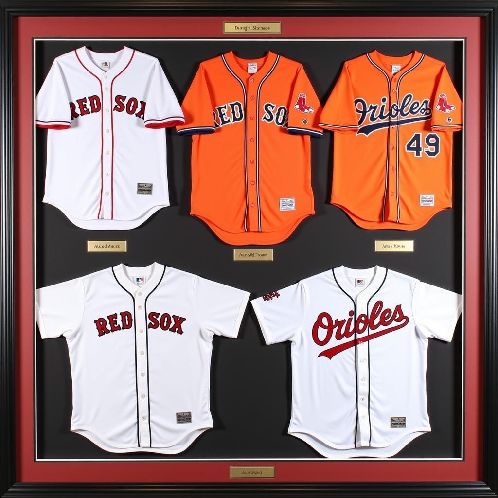 A collection of various Dwight Evans jerseys, showcasing different eras and teams.