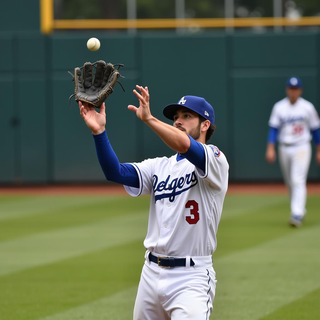 Outfielder making a catch with an East Coast Gray baseball glove during a game