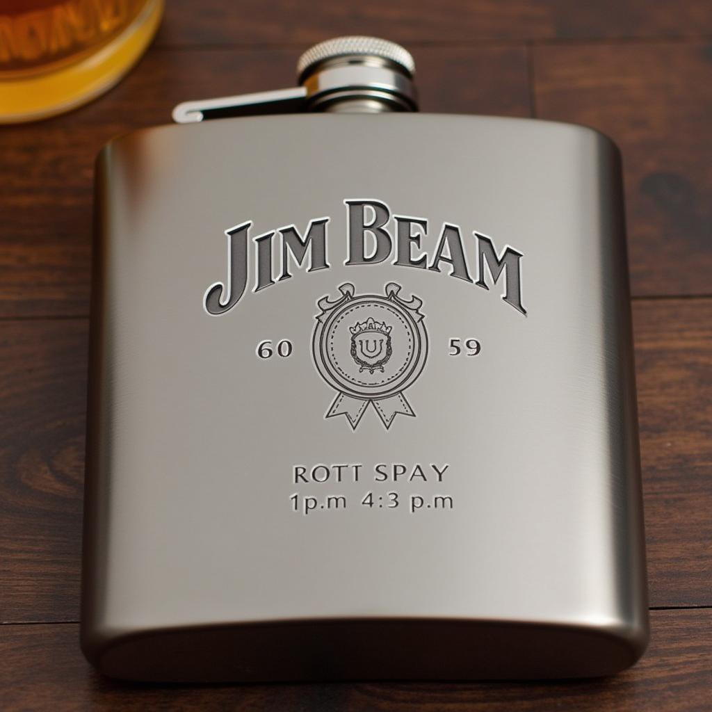 Engraved Jim Beam Flask