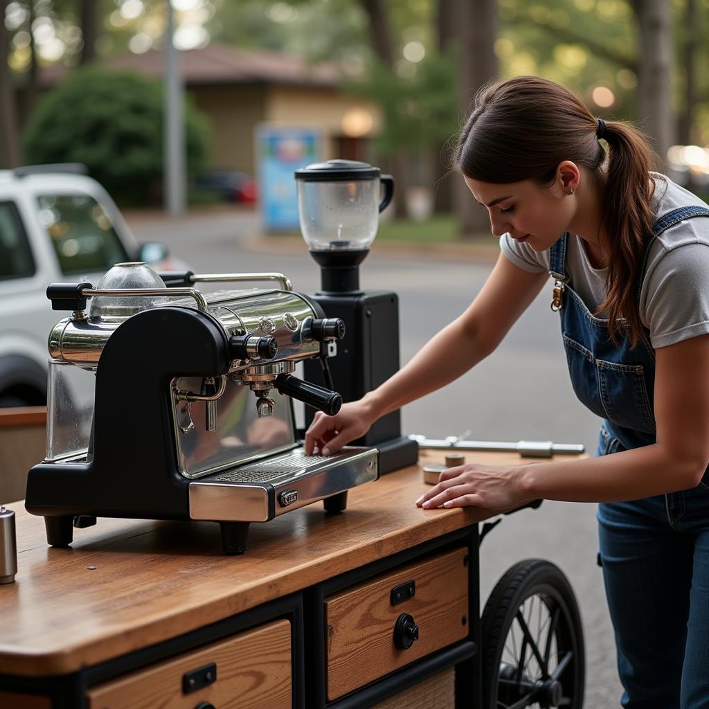 Inspecting a Coffee Cart for Sale in Los Angeles