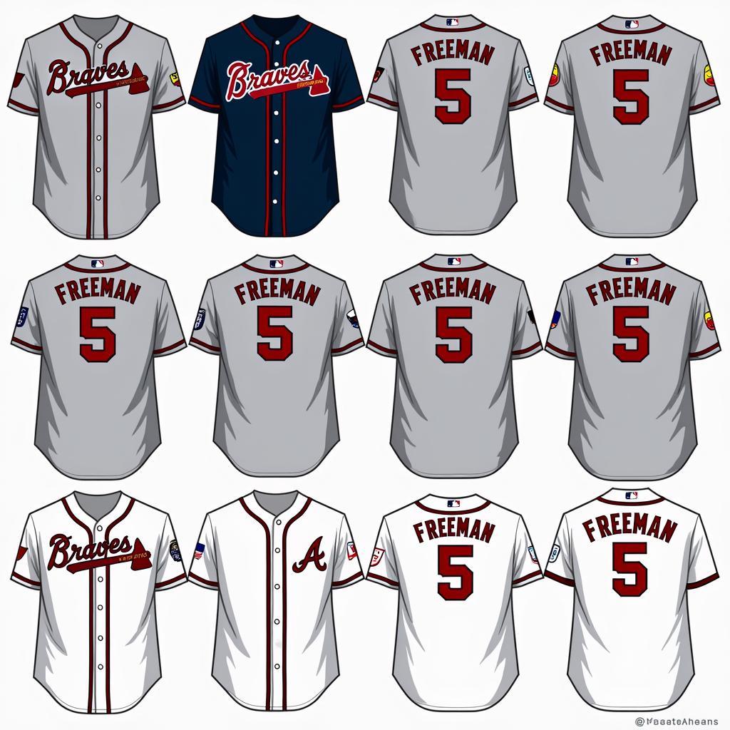 Evolution of Freddie Freeman's Braves jerseys throughout his career.