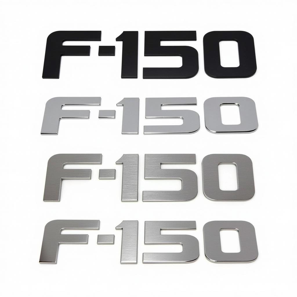 Comparing different metal applique styles for F-150 tailgate letters