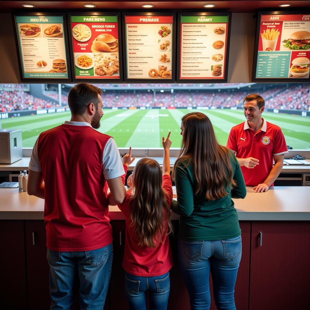 Family Buying Concessions at a Football Stadium