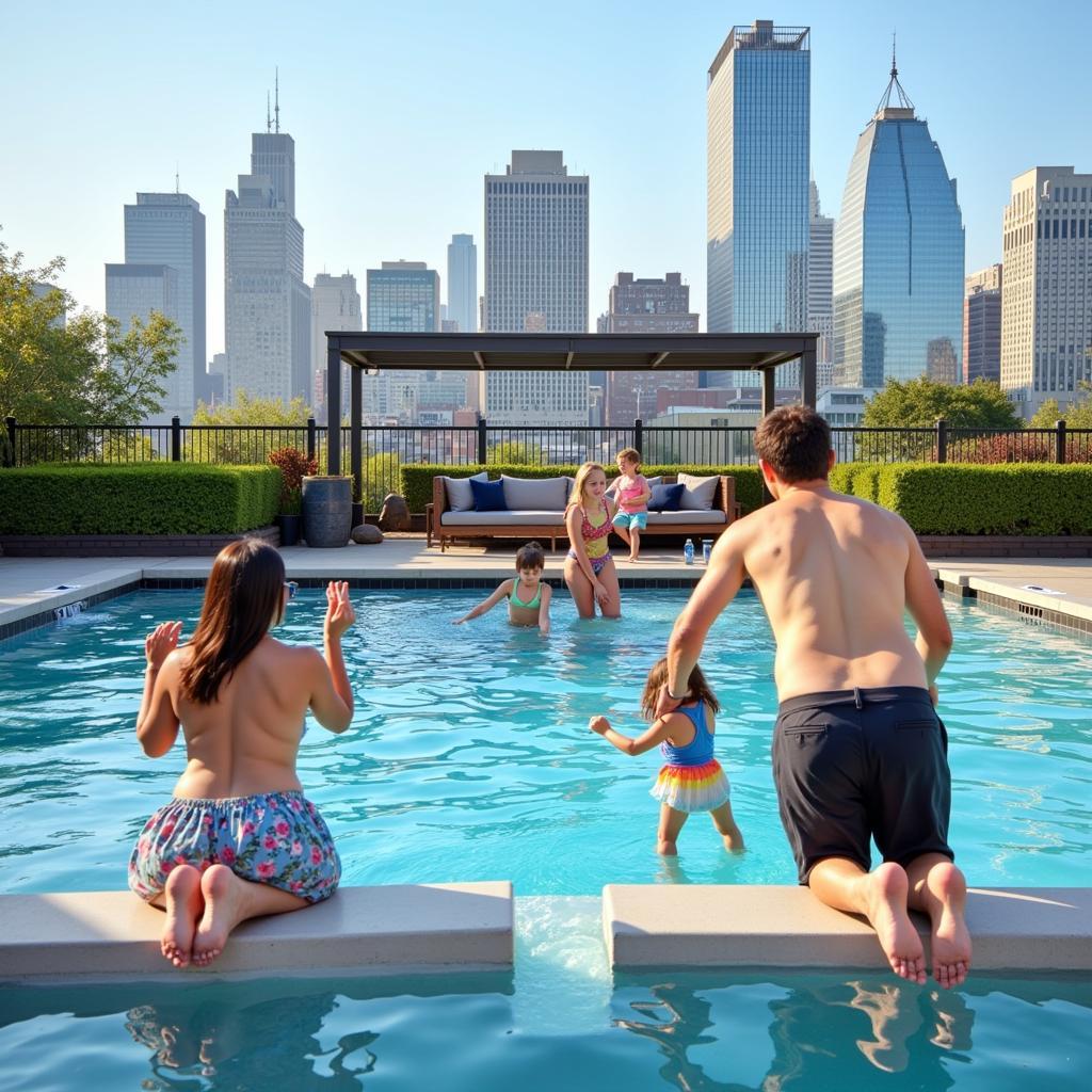 Family Enjoying Their Downtown Diamond Series Pool