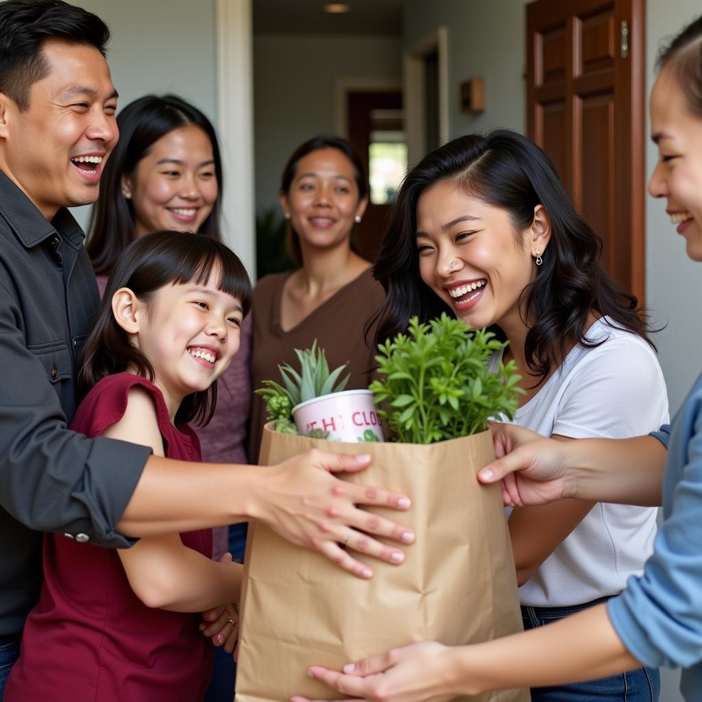 Family Receiving Groceries from a Food Bank