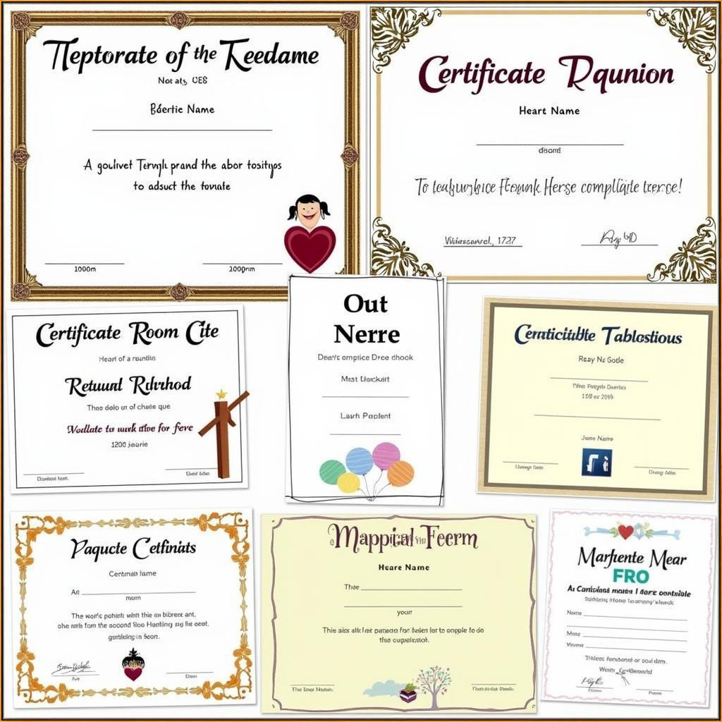 Family Reunion Certificate Templates - Various designs for printable certificates for family reunions