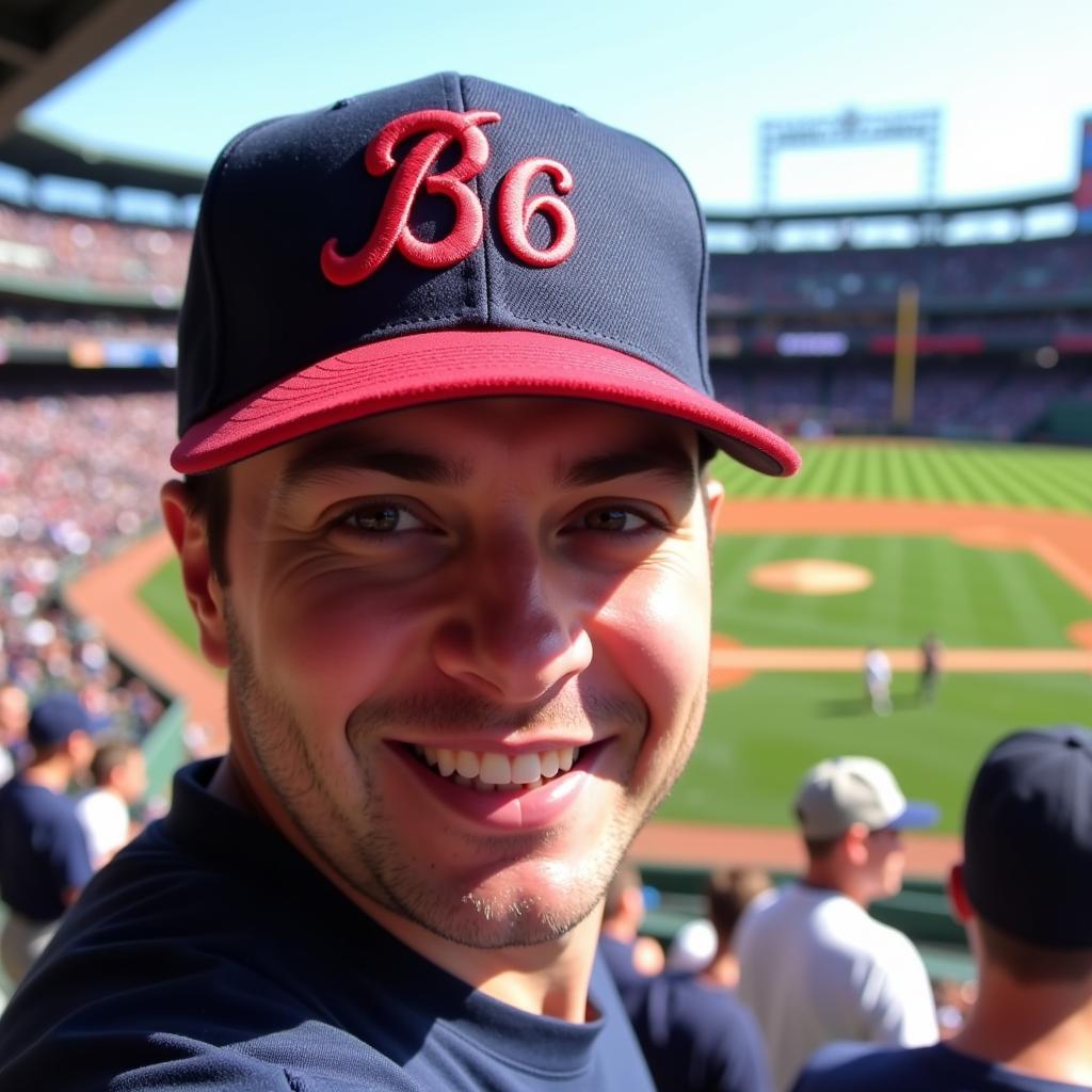 Fan Wearing a 1998 Atlanta Braves Hat