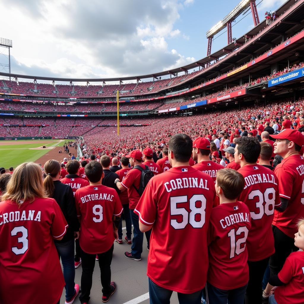 Fans Wearing Cardinals Color Rush Jerseys in Stadium