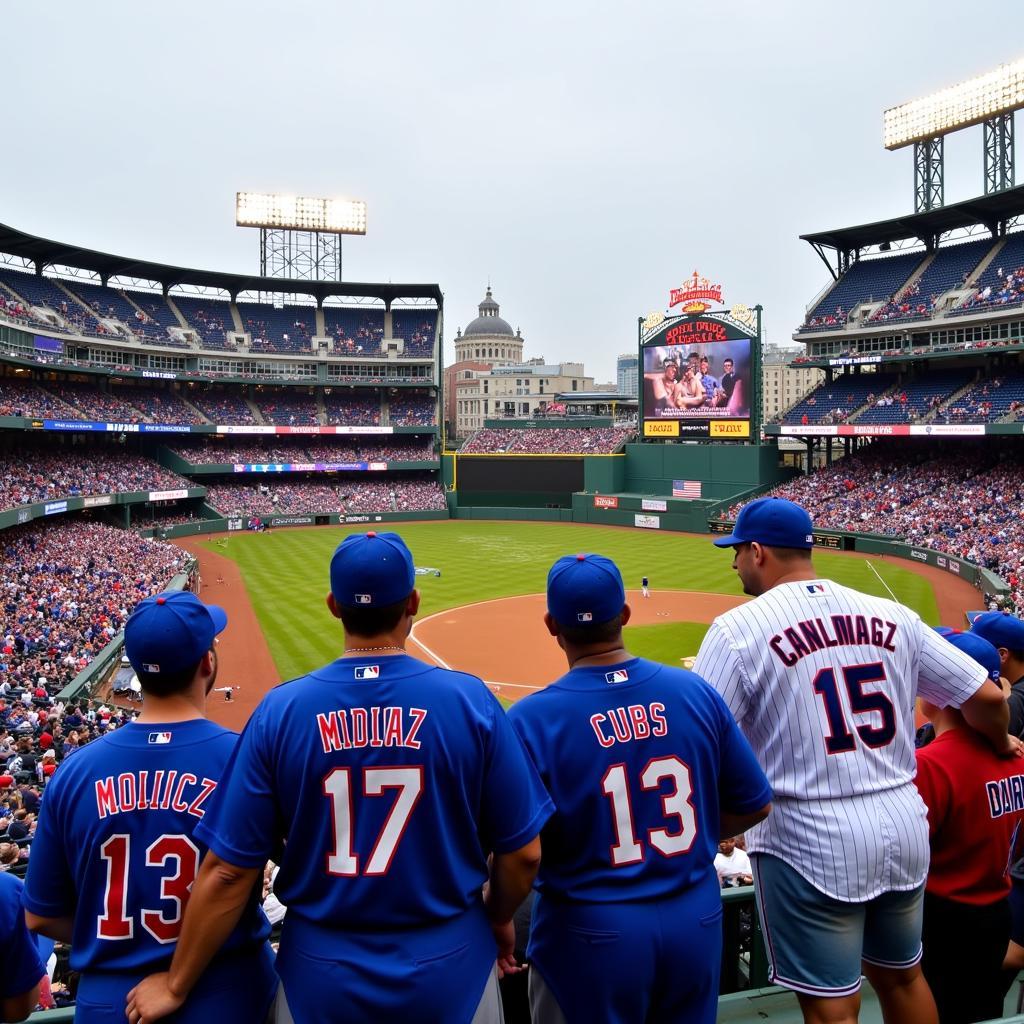 Fans Wearing Cubs Military Jerseys at Wrigley Field