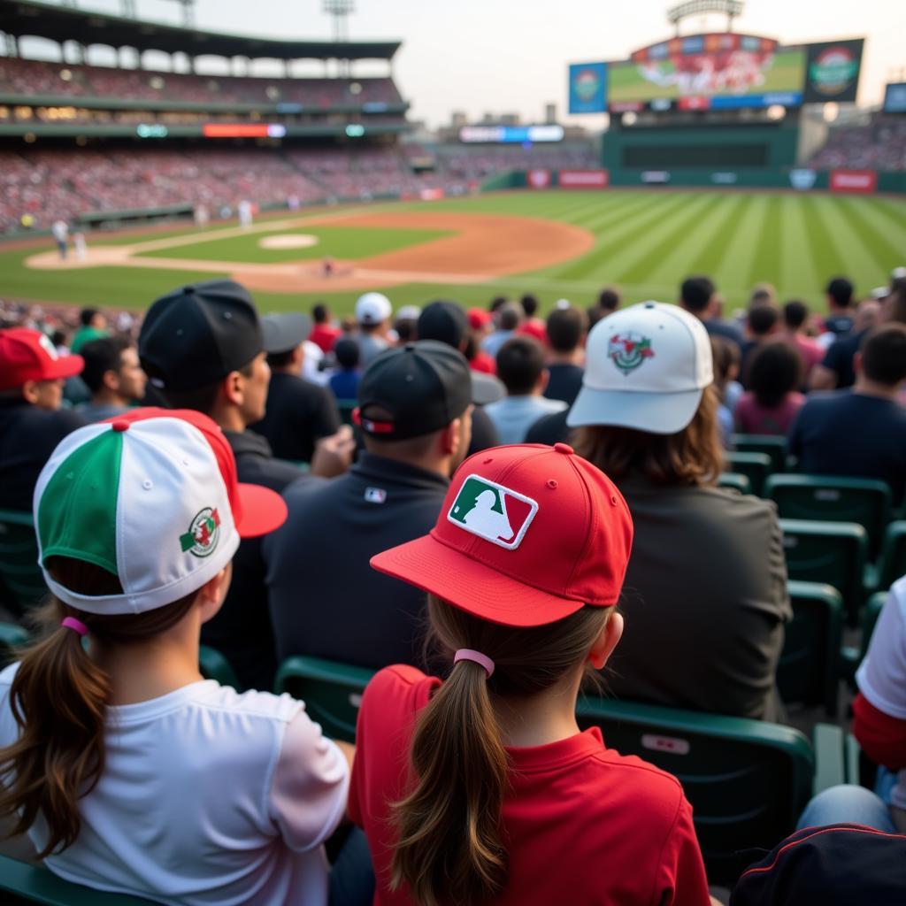 Fans Wearing MLB Mexico Hats at a Game