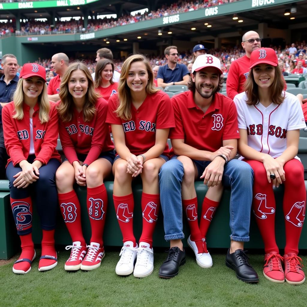 Red Sox Fans Showing Their Team Spirit with Iconic Socks