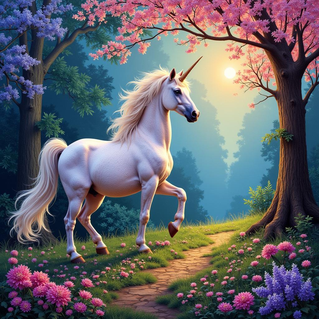 Finished Fantasy Diamond Painting Unicorn