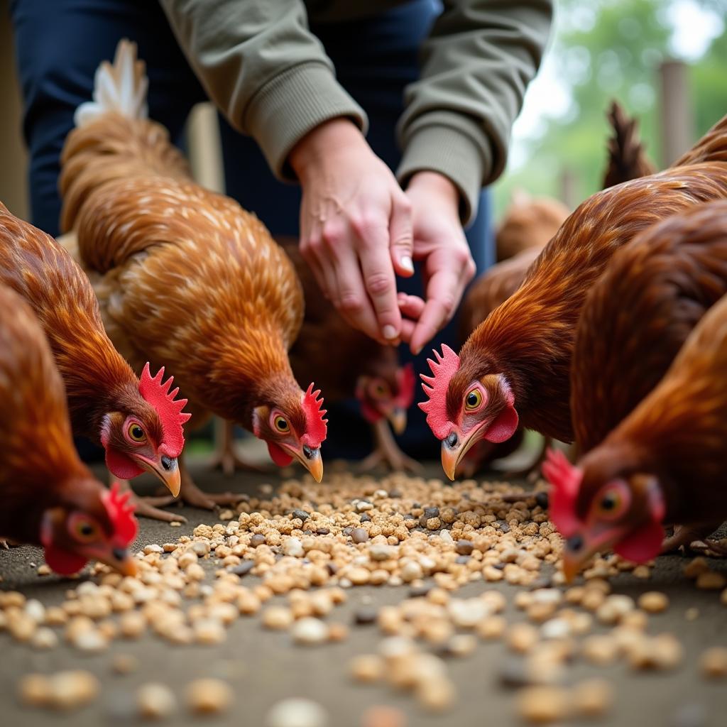 Feeding Chickens on a Schedule