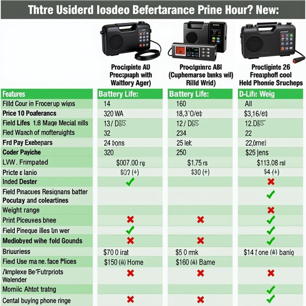 Field Phone Comparison Chart