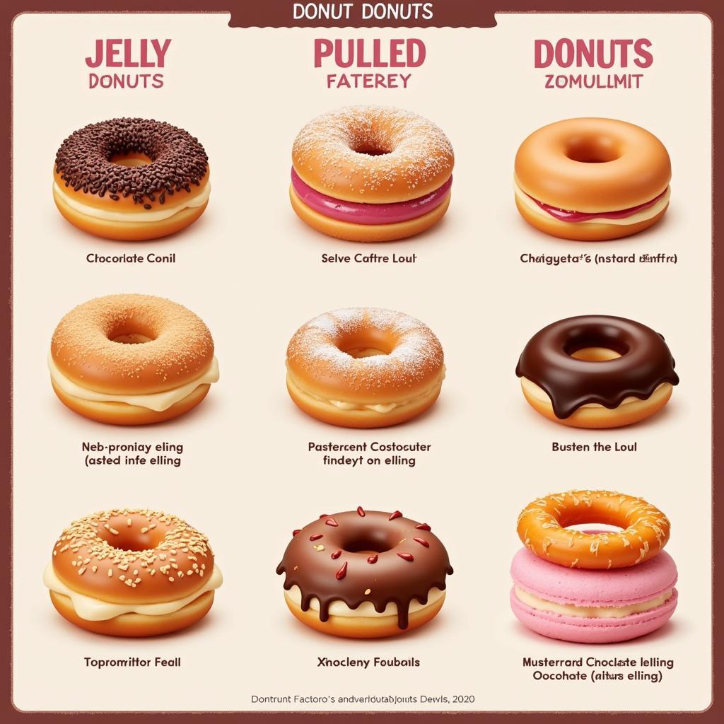 Filled Donuts with Various Fillings on a Donut Factory Menu