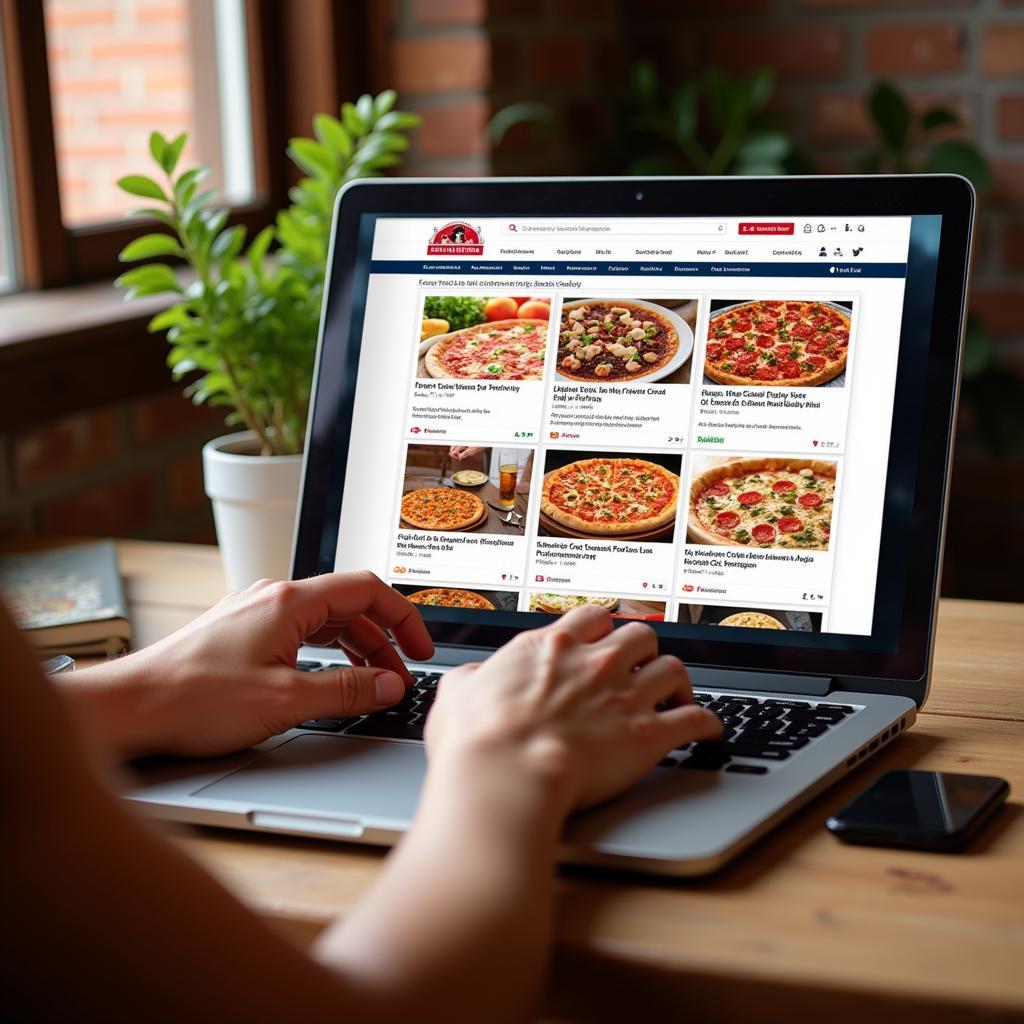 Searching for first class pizza promo codes on coupon websites and social media