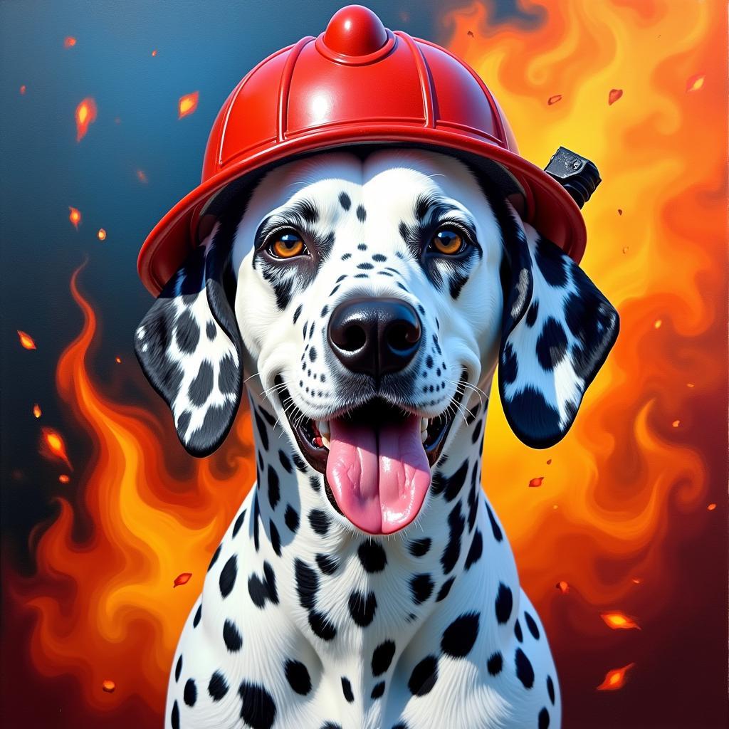 Firefighter Dog Portrait Painting