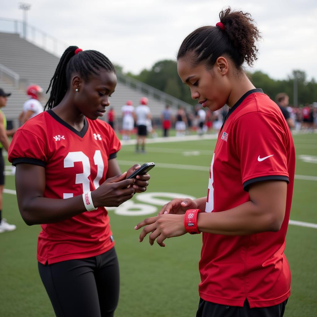 Flag Football Players Using Wristbands