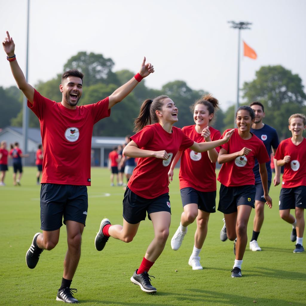 Flag Football Team Using Wristband Plays Successfully