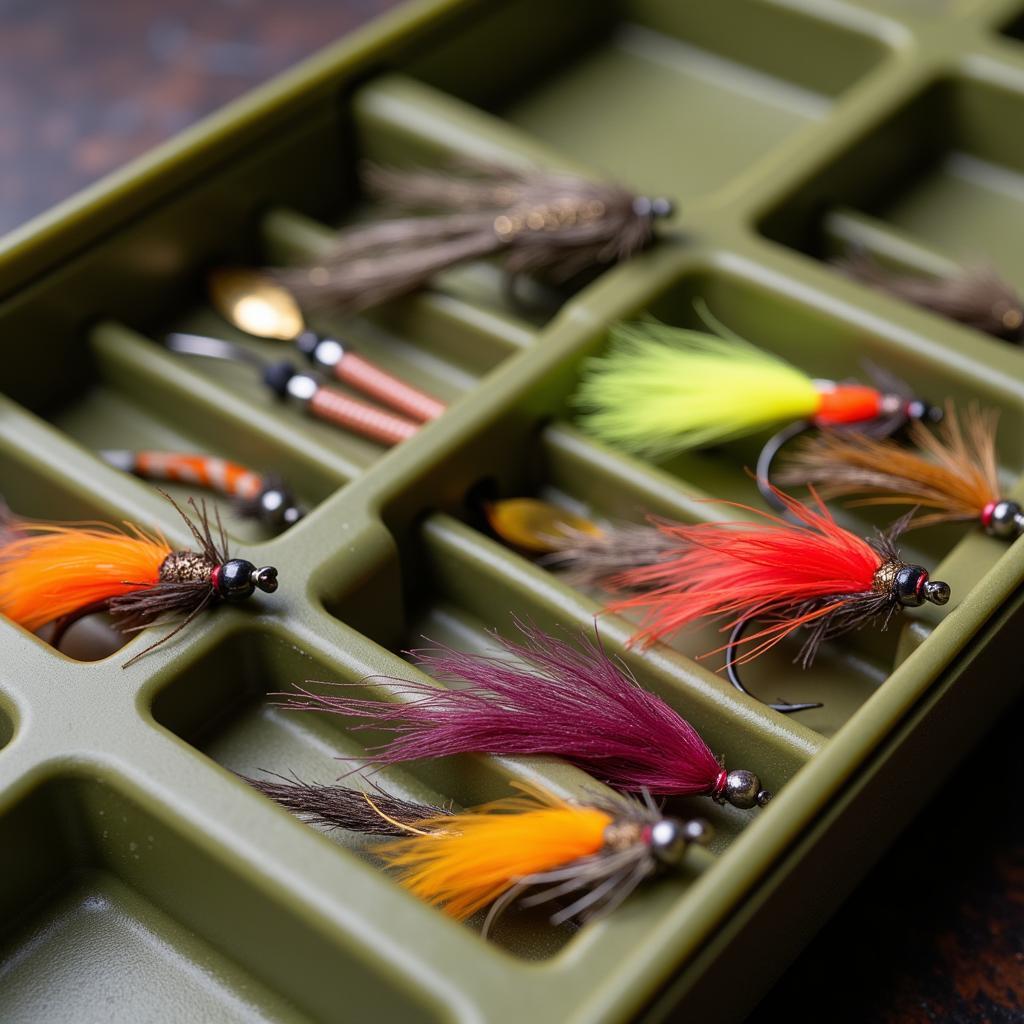 Fly Fishing Lures in a Tackle Box