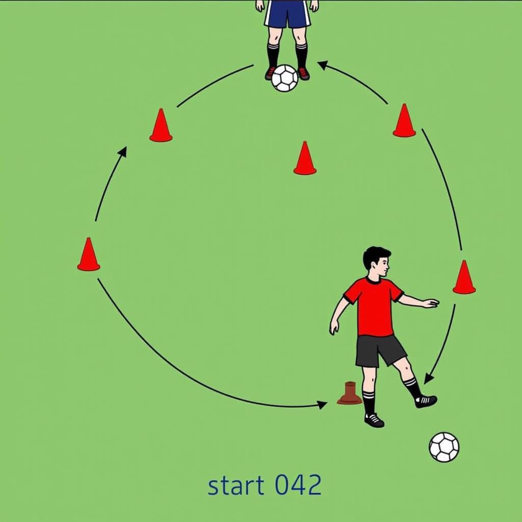 Practicing Football Dribbling Techniques for Improved Ball Control (Start-042)