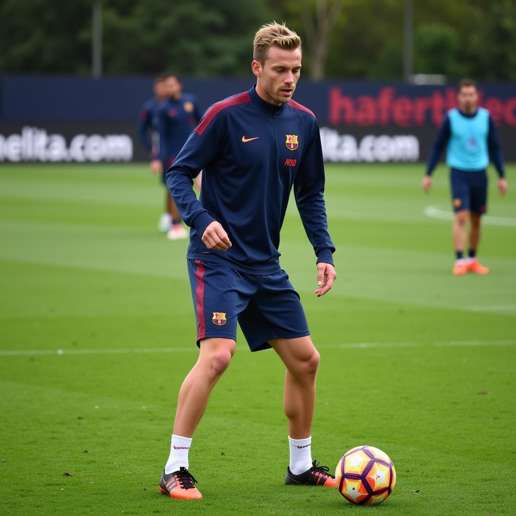 Frenkie de Jong Training on a Football Field